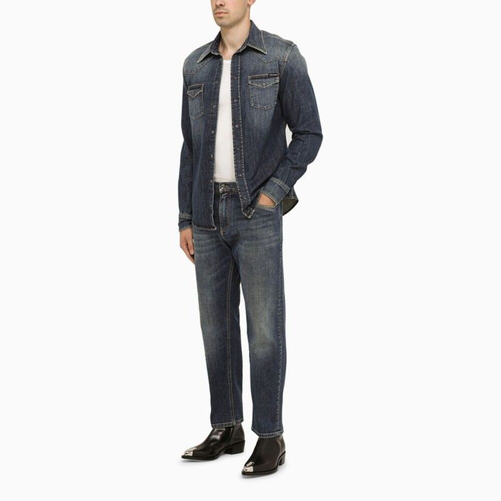 Dolce&Gabbana Blue Slim Denim Shirt - Picture 2 of 4